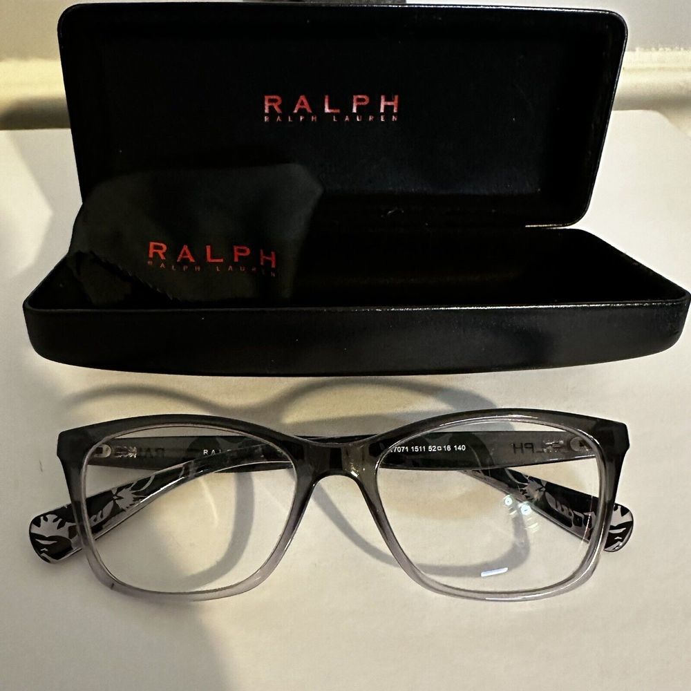 Ralph Lauren Eyeglasses Frame RA 7071 1511 52-16-140 Gray/Black Floral with Case